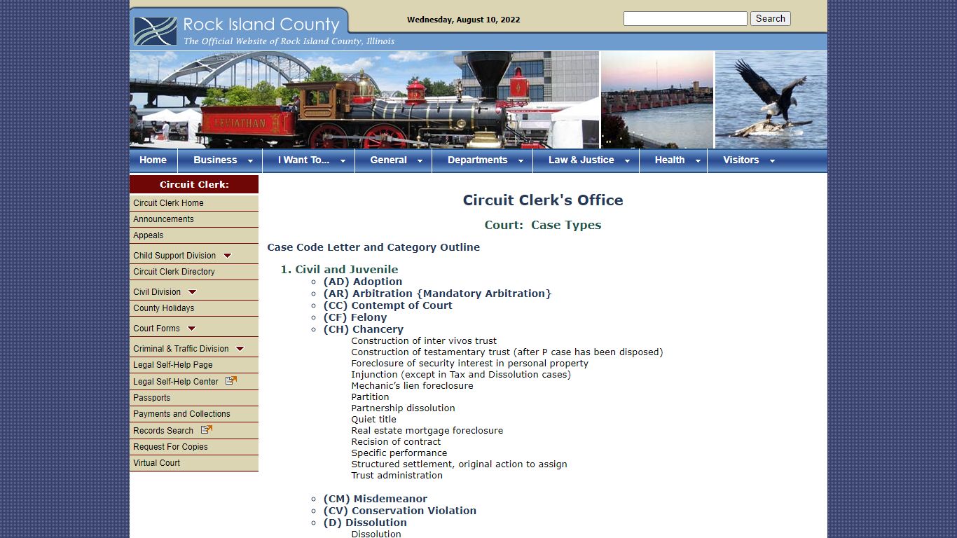 Rock Island County Circuit Clerk - Court Case Types